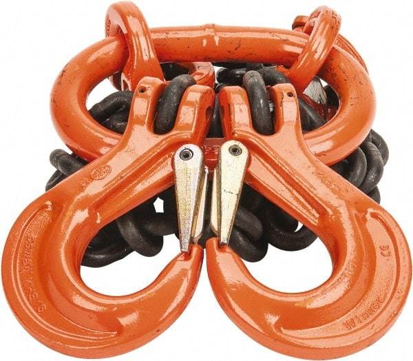 Pewag - 5' Long, 20,800 Lb Basket Capacity, 20,800 Lb Vertical Capacity, Alloy Steel Web Sling - DOS Chain Sling, 1/2" Diam Chain, Silver (Color), with 2 Sling Hooks & Master Link - Exact Tool & Supply