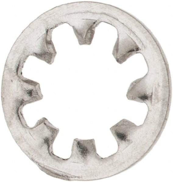 Made in USA - #8 Screw, 0.176" ID, Stainless Steel Internal Tooth Lock Washer - 0.336" OD, Uncoated, Grade 316 - Exact Tool & Supply