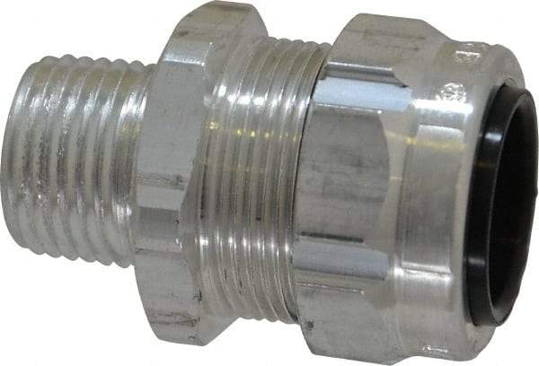 Thomas & Betts - 1/2 to 3/4" Cable Capacity, Liquidtight, Straight Strain Relief Cord Grip - 1/2 Thread, 1-3/4" Long, Aluminum - Exact Tool & Supply