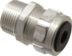 Thomas & Betts - 1/8 to 3/8" Cable Capacity, Liquidtight, Straight Strain Relief Cord Grip - 3/4 Thread, 1-25/32" Long, Aluminum - Exact Tool & Supply