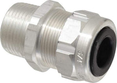 Thomas & Betts - 0.31 to 0.56" Cable Capacity, Liquidtight, Straight Strain Relief Cord Grip - 3/4 Thread, 1-25/32" Long, Aluminum - Exact Tool & Supply