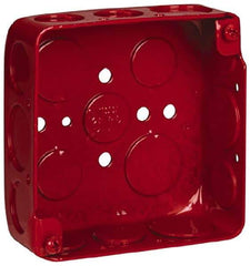 Thomas & Betts - 2 Gang, (17) 1/2 & 3/4" Knockouts, Steel Square Fire Alarm Box - 4" Overall Height x 4" Overall Width x 1-1/2" Overall Depth - Exact Tool & Supply