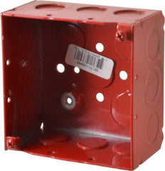 Thomas & Betts - 2 Gang, (17) 1/2 & 3/4" Knockouts, Steel Square Fire Alarm Box - 4" Overall Height x 4" Overall Width x 2-1/8" Overall Depth - Exact Tool & Supply
