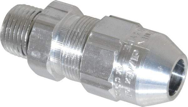 Thomas & Betts - 0.4 to 0.54" Cable Capacity, Class 1, Gas & Vapor Environments, Straight Strain Relief Cord Grip - 1/2 NPT Thread, Aluminum - Exact Tool & Supply