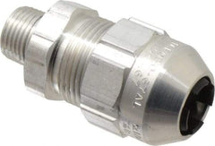 Thomas & Betts - 0.54 to 0.67" Cable Capacity, Class 1, Gas & Vapor Environments, Straight Strain Relief Cord Grip - 1/2 NPT Thread, Aluminum - Exact Tool & Supply