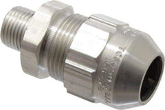 Thomas & Betts - 0.66 to 0.78" Cable Capacity, Class 1, Gas & Vapor Environments, Straight Strain Relief Cord Grip - 1/2 NPT Thread, Aluminum - Exact Tool & Supply