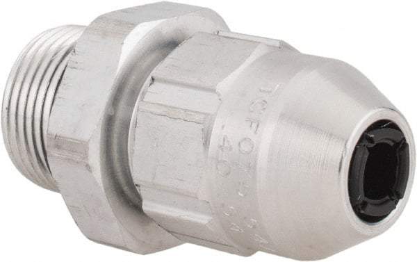 Thomas & Betts - 0.4 to 0.54" Cable Capacity, Class 1, Gas & Vapor Environments, Straight Strain Relief Cord Grip - 3/4 NPT Thread, Aluminum - Exact Tool & Supply