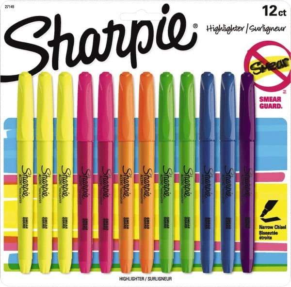 Sharpie - Assorted Colors, Highlighter - Chisel Tip, AP Nontoxic Ink - Exact Tool & Supply