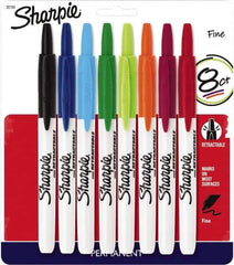 Sharpie - Assorted Colors, Permanent Marker - Retractable Fine Tip, AP Nontoxic Ink - Exact Tool & Supply
