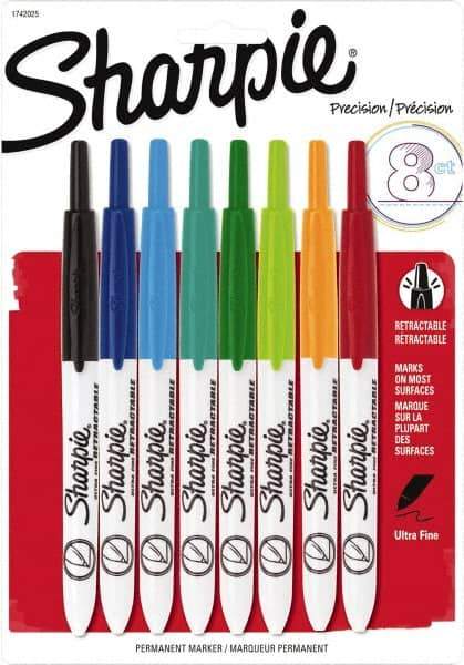 Sharpie - Assorted Colors, Permanent Marker - Retractable Ultra Fine Tip, AP Nontoxic Ink - Exact Tool & Supply