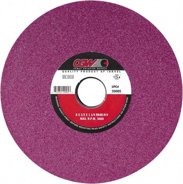 Camel Grinding Wheels - 14" Diam x 5" Hole x 1-1/2" Thick, J Hardness, 46 Grit Surface Grinding Wheel - Aluminum Oxide, Type 1, Medium Grade, Vitrified Bond, No Recess - Exact Tool & Supply