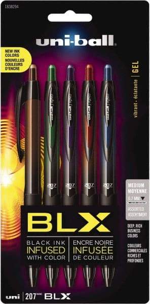 Uni-Ball - 0.7mm Retractable Pen - Blue & Black, Brown & Black, Green & Black, Purple & Black, Red & Black - Exact Tool & Supply
