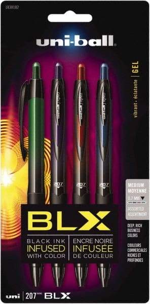 Uni-Ball - 0.7mm Retractable Pen - Blue & Black, Green & Black, Purple & Black, Red & Black - Exact Tool & Supply