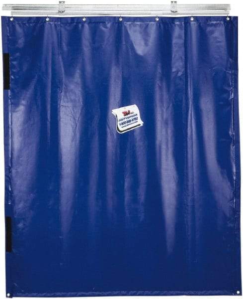 TMI, LLC - 12' Door Width x 10' Door Height PVC Solid Industrial Curtain Kit - Blue - Exact Tool & Supply