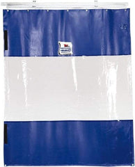TMI, LLC - 24' Door Width x 10' Door Height PVC Solid with Vision Panel (Style) Industrial Curtain Kit - Blue/Clear - Exact Tool & Supply