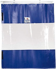 TMI, LLC - 12' Door Width x 8' Door Height PVC Solid with Vision Panel (Style) Industrial Curtain Kit - Blue/Clear - Exact Tool & Supply