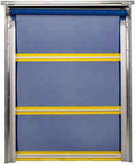 TMI, LLC - 8' Door Width x 8' Door Height PVC Mesh Bug Screen & In-Tube Motorized (Style) Roll Up Dock Screen - Blue/Yellow - Exact Tool & Supply