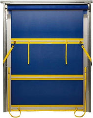 TMI, LLC - 8' Door Width x 10' Door Height PVC Mesh Bug Screen & Spring Loaded Manuel (Style) Roll Up Dock Screen - Blue/Yellow - Exact Tool & Supply