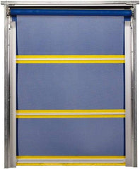 TMI, LLC - 12' Door Width x 12' Door Height PVC Mesh Bug Screen & In-Tube Motorized (Style) Roll Up Dock Screen - Blue/Yellow - Exact Tool & Supply