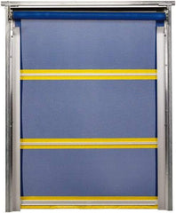 TMI, LLC - 10' Door Width x 12' Door Height PVC Mesh Bug Screen & In-Tube Motorized (Style) Roll Up Dock Screen - Blue/Yellow - Exact Tool & Supply
