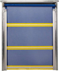 TMI, LLC - 10' Door Width x 10' Door Height PVC Mesh Bug Screen & In-Tube Motorized (Style) Roll Up Dock Screen - Blue/Yellow - Exact Tool & Supply