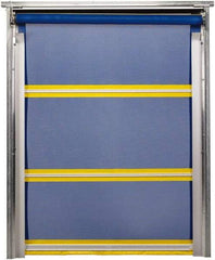 TMI, LLC - 8' Door Width x 10' Door Height PVC Mesh Bug Screen & In-Tube Motorized (Style) Roll Up Dock Screen - Blue/Yellow - Exact Tool & Supply
