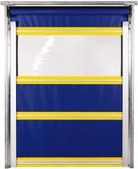 TMI, LLC - 12' Door Width x 12' Door Height PVC Solid with Vision Panel & In-Tube Motorized (Style) Roll Up Dock Screen - Blue/Yellow/Clear - Exact Tool & Supply