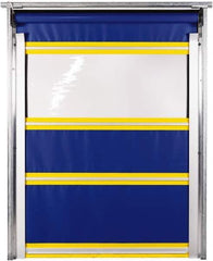 TMI, LLC - 10' Door Width x 12' Door Height PVC Solid with Vision Panel & In-Tube Motorized (Style) Roll Up Dock Screen - Blue/Yellow/Clear - Exact Tool & Supply