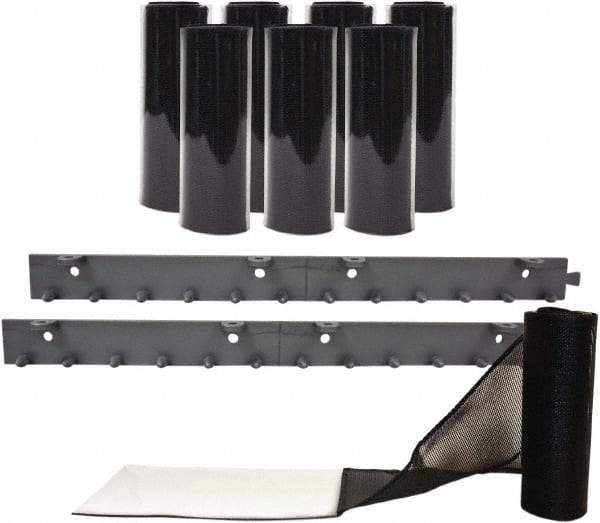 Aleco - 4' Door Width x 8' Door Height Vinyl Clear Smooth Mesh Insect Barrier - Black Top & Clear Bottom - Exact Tool & Supply