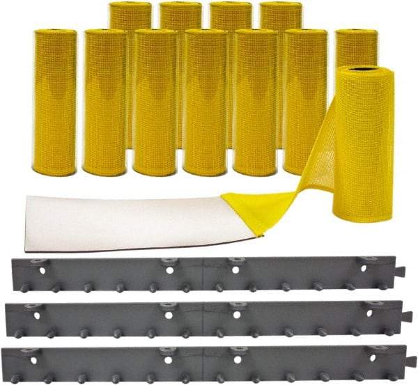 Aleco - 6' Door Width x 8' Door Height Vinyl Clear Smooth Mesh Insect Barrier - Yellow Top & Clear Bottom - Exact Tool & Supply