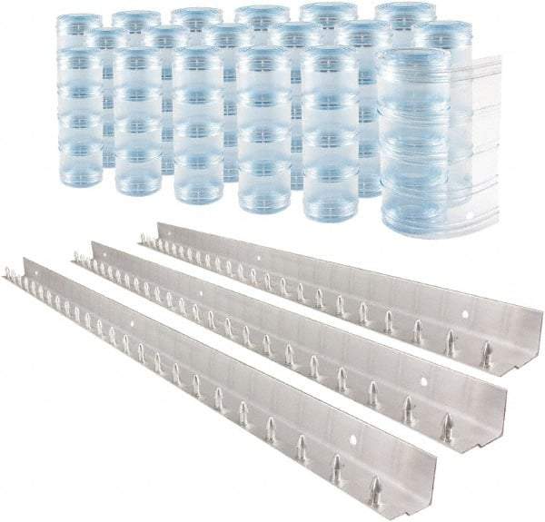 Aleco - 12' Door Width x 12' Door Height PVC Clear Ribbed Strip Door Kit - Clear - Exact Tool & Supply
