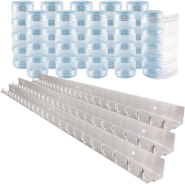 Aleco - 7' Door Width x 10' Door Height PVC Clear Ribbed Strip Door Kit - Clear - Exact Tool & Supply