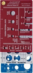 BoltSize-It - 0.06 to 3/4 Inch, Plastic, Inch and Metric Thread Screw Checker - 3 Leaves, 16 Thread per Inch, Rivet Gauge; Screw Gauge; Drill Gauge - Exact Tool & Supply