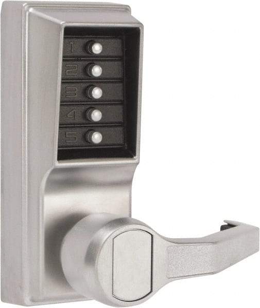 Kaba Access - Passage Lever Lockset for 1-3/8 to 2-1/4" Thick Doors - 2-3/4" Back Set, Nonkey Override Cylinder, Satin Chrome Finish - Exact Tool & Supply