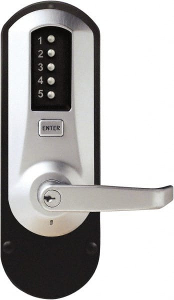 Kaba Access - Push-Button Lock with Key-in Lever Cylinder Lever Lockset for 1-3/8 to 2-1/4" Thick Doors - Exact Tool & Supply
