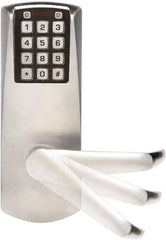Kaba Access - Self Powered Lever Lockset for 1-3/8 to 2-1/4" Thick Doors - 2-3/4" Back Set, Nonkey Override Cylinder, Satin Chrome Finish - Exact Tool & Supply