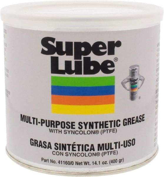 Synco Chemical - 14.1 oz Canister Synthetic Lubricant w/PTFE General Purpose Grease - Translucent White, Food Grade, 450°F Max Temp, NLGIG 0, - Exact Tool & Supply