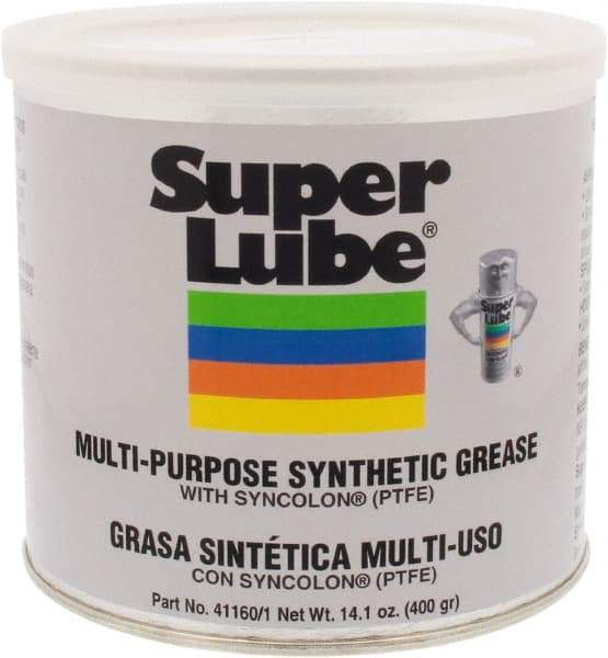 Synco Chemical - 14.1 oz Canister Synthetic Lubricant w/PTFE General Purpose Grease - Translucent White, Food Grade, 450°F Max Temp, NLGIG 1, - Exact Tool & Supply
