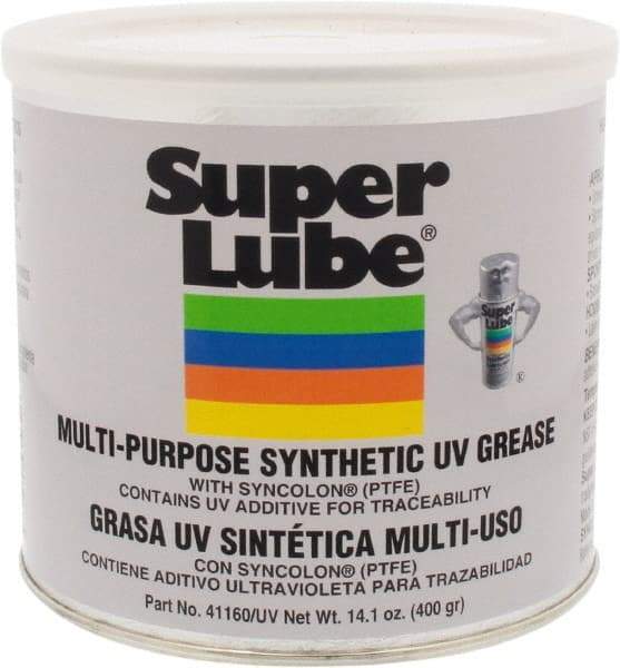 Synco Chemical - 14.1 oz Canister Synthetic Lubricant w/PTFE General Purpose Grease - Translucent White, Food Grade, 450°F Max Temp, NLGIG 2, - Exact Tool & Supply