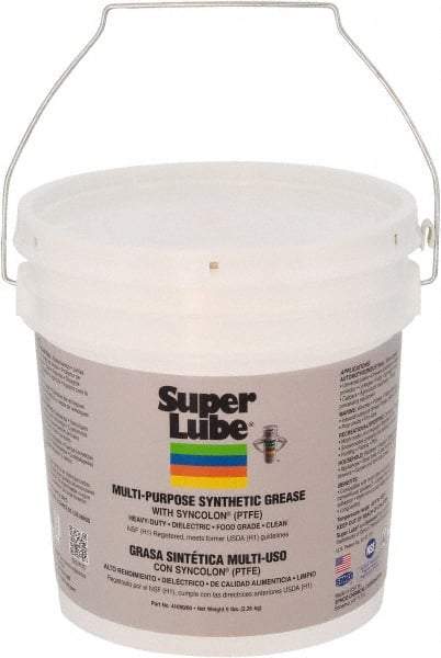 Synco Chemical - 5 Lb Pail Synthetic Lubricant w/PTFE General Purpose Grease - Translucent White, Food Grade, 450°F Max Temp, NLGIG 00, - Exact Tool & Supply