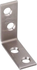 National Mfg. - 1-1/2" Long x 5/8" Wide, Stainless Steel, Corner Brace - Stainless Steel Coated - Exact Tool & Supply