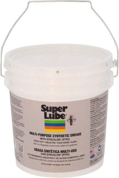 Synco Chemical - 5 Lb Pail Synthetic Lubricant w/PTFE General Purpose Grease - Translucent White, Food Grade, 450°F Max Temp, NLGIG 0, - Exact Tool & Supply