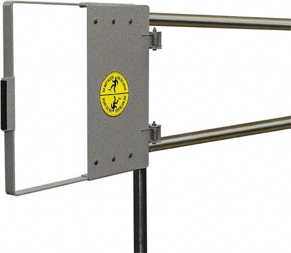 FabEnCo - Carbon Steel Self Closing Rail Safety Gate - Fits 18 to 24" Clear Opening, 1-1/2" Wide x 22" Door Height, 26 Lb, Gray - Exact Tool & Supply