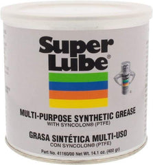 Synco Chemical - 14.1 oz Canister Synthetic Lubricant w/PTFE General Purpose Grease - Translucent White, Food Grade, 450°F Max Temp, NLGIG 00, - Exact Tool & Supply