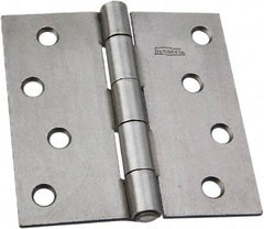 National Mfg. - 4" Wide x 4" High, Steel, Square Corner Residential Hinge - Zinc Plated - Exact Tool & Supply