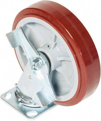 Greenlee - 8" Diam x 2" Wide x 9-1/2" OAH Top Plate Mount Swivel Caster - Polyurethane over Polyolefin, 900 Lb Capacity, 2-3/4 x 3-1/2" Plate - Exact Tool & Supply