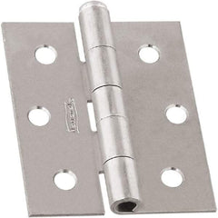 National Mfg. - 3" Long x 2-1/2" Wide, Non-Spring/Non Self-Closing Hinge - Steel, Zinc Plated Finish - Exact Tool & Supply