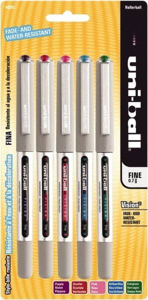 Uni-Ball - Roller Ball 0.7mm Stick Pen - Brilliant Blue, Evergreen, Pink, Purple & Red - Exact Tool & Supply