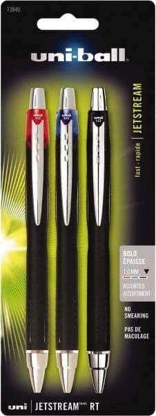 Uni-Ball - Roller Ball 1mm Retractable Pen - Black, Red & Blue - Exact Tool & Supply