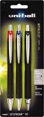 Uni-Ball - Roller Ball 1mm Retractable Pen - Black, Red & Blue - Exact Tool & Supply